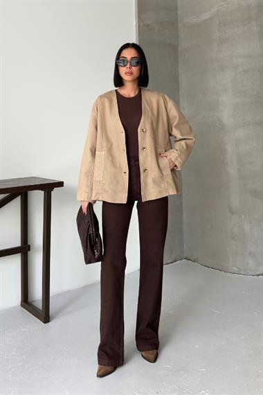 Astarlı Oversize Kot Ceket