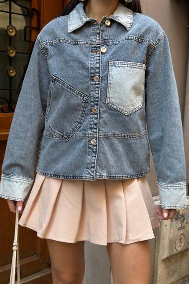 Cep Detaylı Klasik Kot Ceket