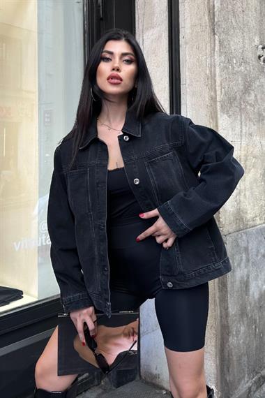 Cep Detaylı Kot Ceket