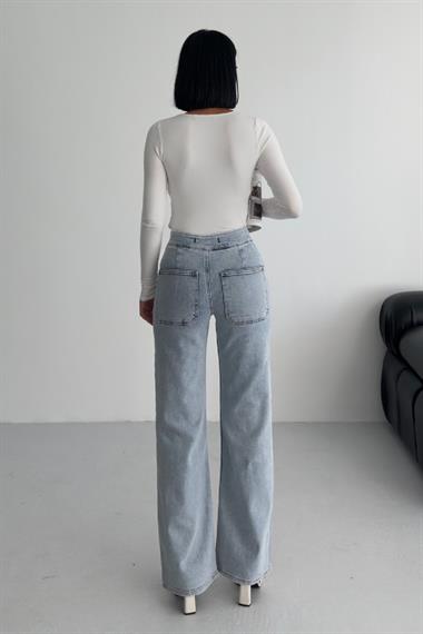 Cepsiz Pensli Bol Paça Kot Pantolon