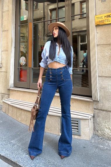 Çok Düğmeli İspanyol Kot Pantolon