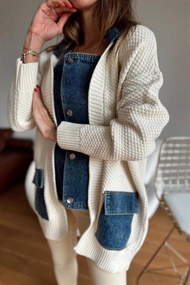 Denim Detail Cardigan