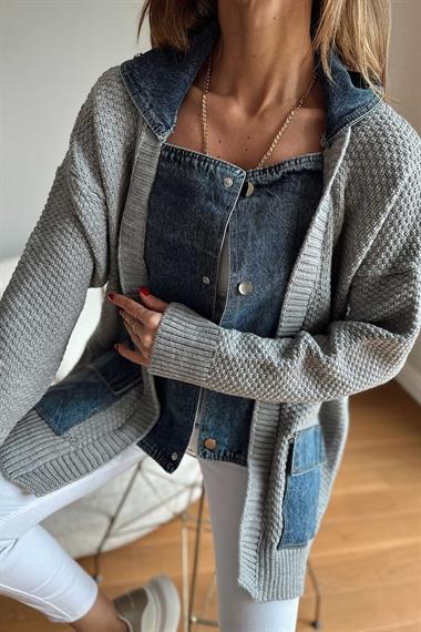 Denim Detail Cardigan