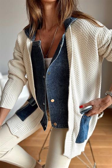 Denim Detail Cardigan