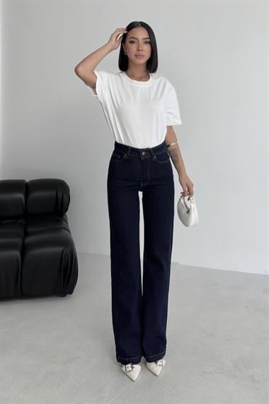 Dikişli Paça Bol Paça Relax Kot Pantolon