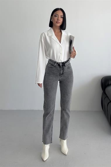 Dikişsiz Paça Mom Fit Kot Pantolon