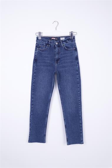 Dikişsiz Paça Mom Fit Kot Pantolon