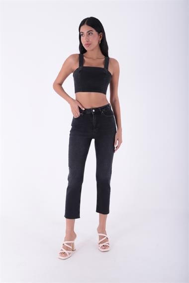 Dikişsiz Paça Mom Fit Kot Pantolon