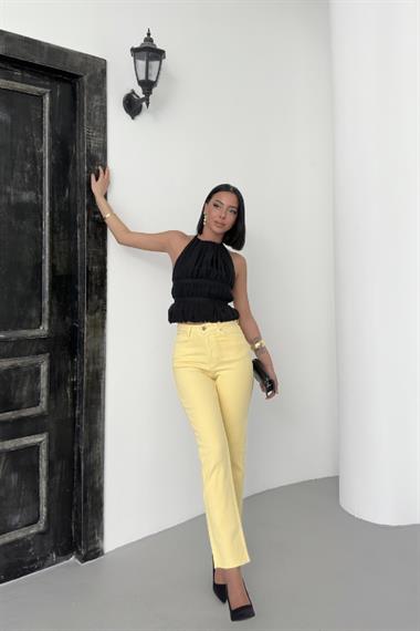 Dikişsiz Paça Mom Fit Kot Pantolon