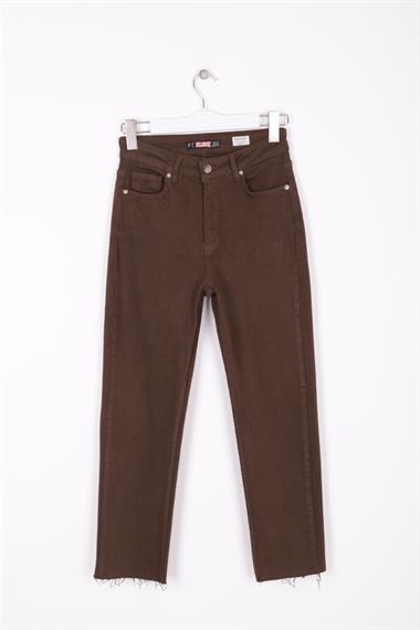 Dikişsiz Paça Mom Fit Kot Pantolon