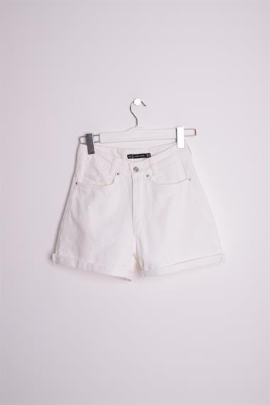 Double Folded Bottom Denim Short White White (S-XL-6)