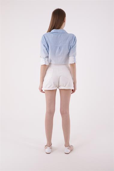 Double Folded Bottom Denim Short White White (S-XL-6)