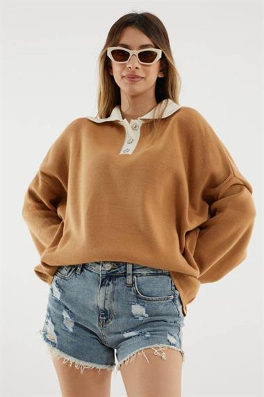 ER Polo Yaka Sweatshirt - Karamel