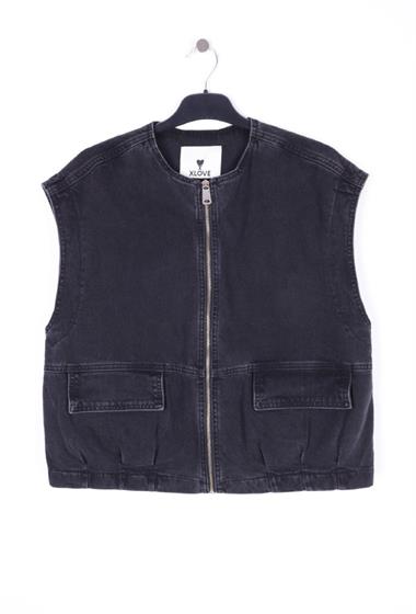 Fermuarlı Oversize Kot Yelek