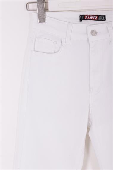 High Waisted and Flared Leg Skinny Jean White White (30-36)