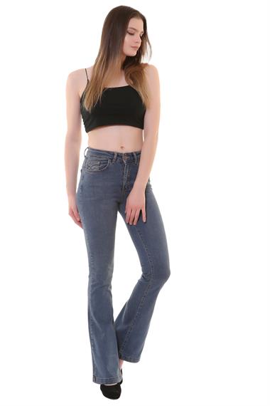 High Waisted and Flared Leg Skinny Jean Dark Tinted Denim (27-32)