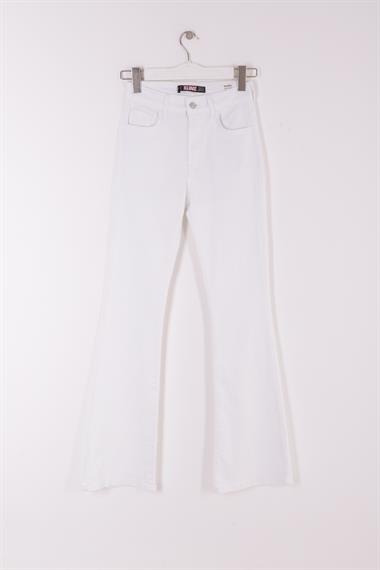 High Waisted and Flared Leg Skinny Jean White White (30-36)