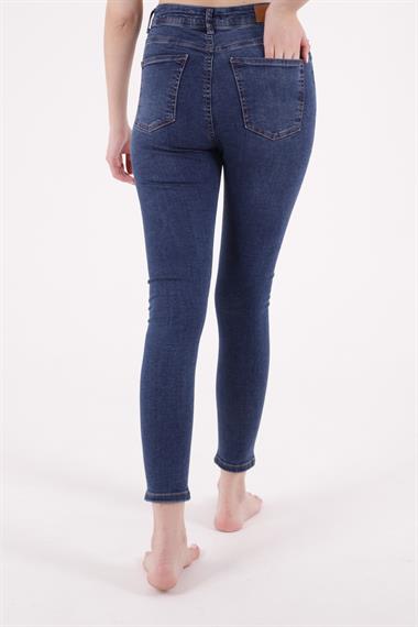 High Waisted and Little Ripped Skinny Jean Dark Blue Denim Dark Blue Denim (28-33)