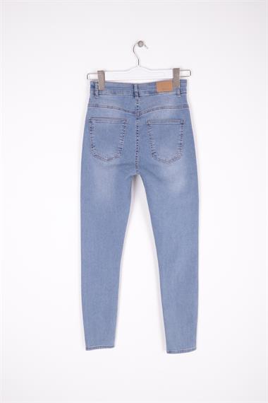 High Waisted and Little Ripped Skinny Jean Light Blue Denim Light Blue Denim (26-31)