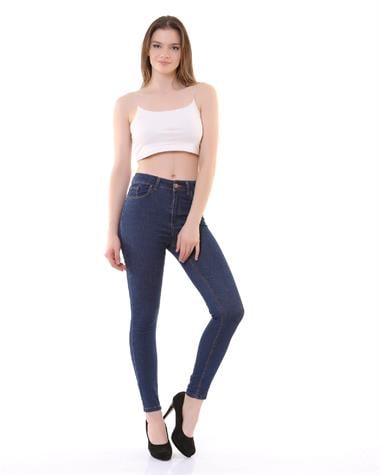 High Waisted Ankle Length Skinny Jean Regular Dark Blue Regular Dark Blue (26-31)