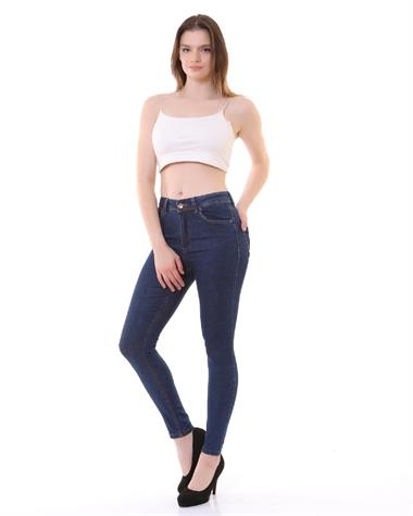 High Waisted Ankle Length Skinny Jean Regular Dark Blue Regular Dark Blue (26-31)