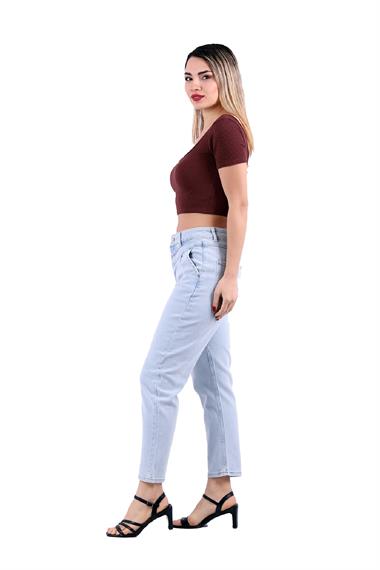 High Waisted Mom Fit Jean with Extra Horizontal Sewings Ice Blue - Tinted (27-32)