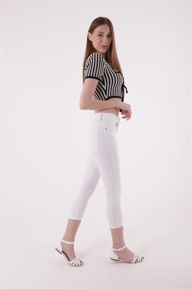 High Waisted Short Skinny Jean White White (26-28)