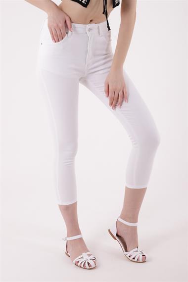 High Waisted Short Skinny Jean White White (26-28)