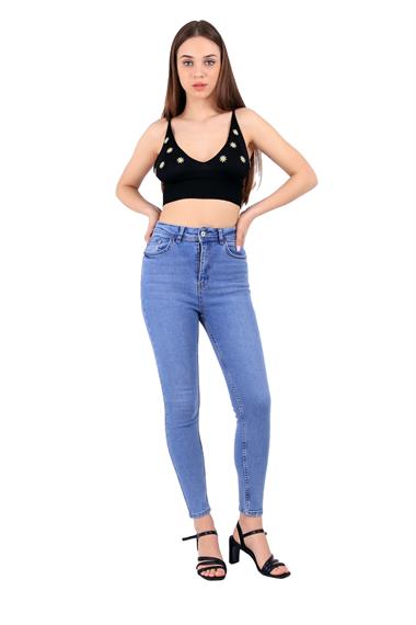 High Waisted Skinny Full Length Jean Light Blue Denim Light Blue Denim (28-33)