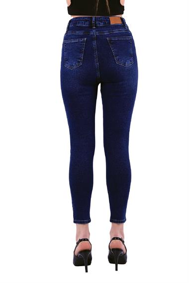 High Waisted Skinny Jean with Five Buttons in Front Dark Blue Denim Dark Blue Denim (28-33)