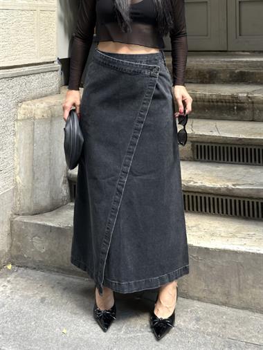 Kapaklı Uzun Boy Kot Etek