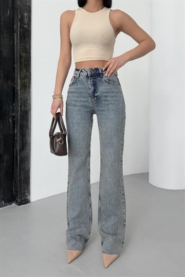 Kesik Paça Straight Fit Kot Pantolon