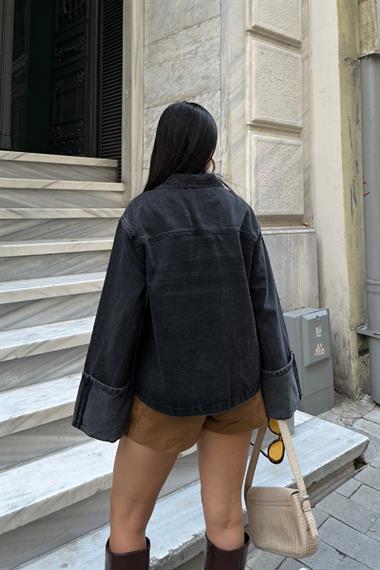 Kolu Katlama Detaylı Kot Ceket