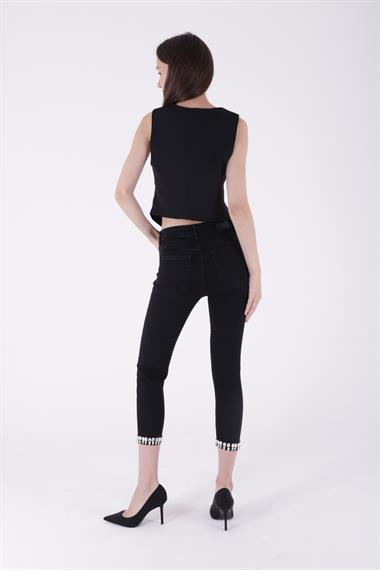 Paçası Taşlı Skinny Kot Pantolon