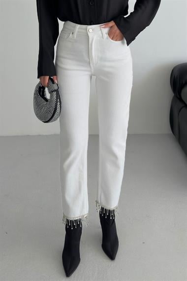 Paçasılı Dikişsiz Paça Mom Kot Pantolon