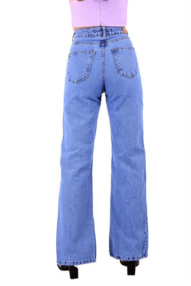 Palazzo Jean with Slit on Finish and Extra Sewing Lines in Front Light Blue Denim (26-31)