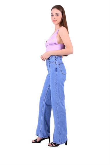 Palazzo Jean with Slit on Finish and Extra Sewing Lines in Front Light Blue Denim (26-31)