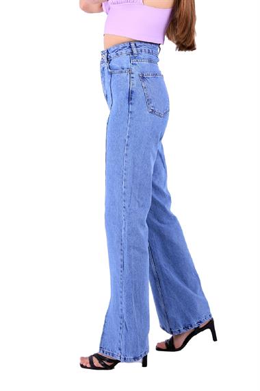 Palazzo Jean with Slit on Finish and Extra Sewing Lines in Front Light Blue Denim (26-31)