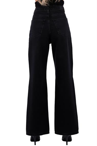 Relaxed Palazzo Jean with Metal Rings on Finish Slit Regular Anthracite (27-32)