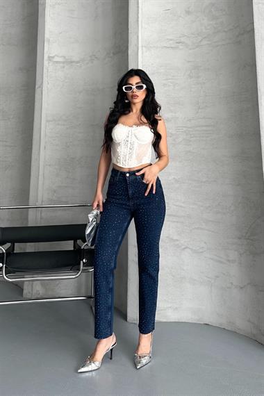 Serpme Yıldızlı Mom Fit Kot Pantolon
