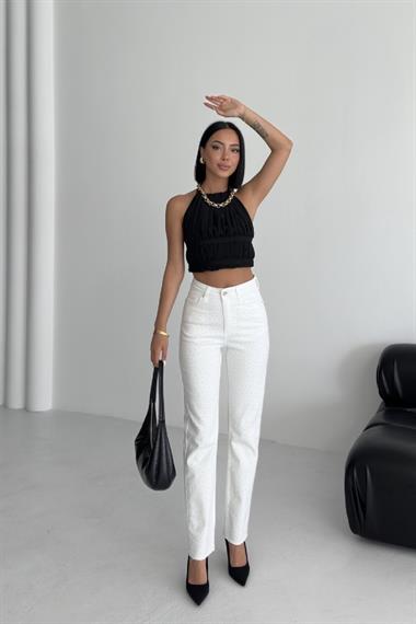 Serpme Yıldızlı Mom Fit Kot Pantolon