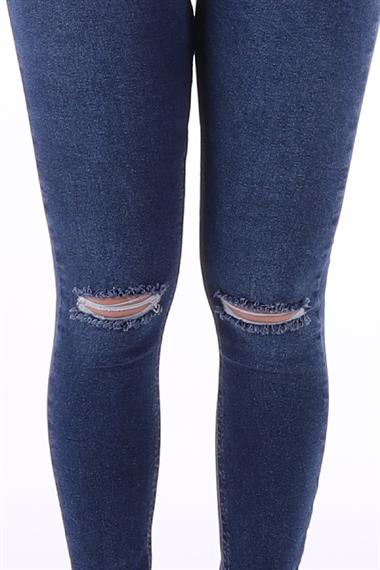 Skinny Jean with Tears on Knees Dark Blue Denim Dark Blue Denim (28-33)