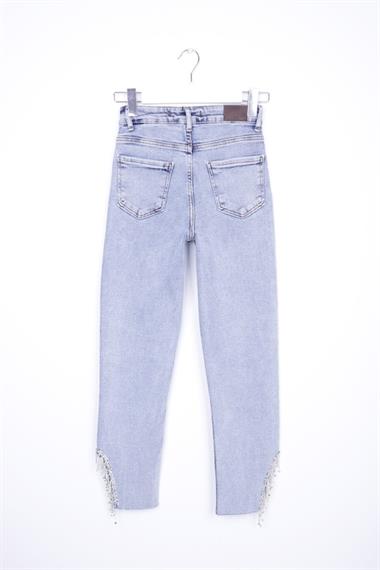 Taşlı Asimetrik Paça Pantolon