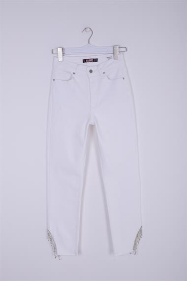 Taşlı Asimetrik Paça Pantolon
