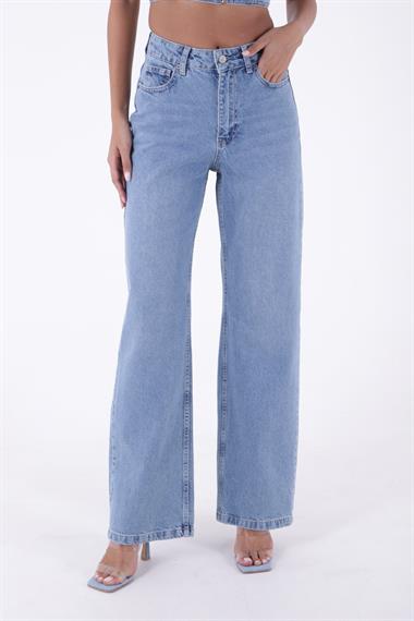 Wide Leg High Waisted Relaxed Jean Light Blue Denim Light Blue Denim (26-28)