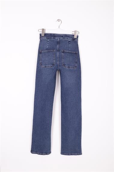 Wide Leg Jean with Dart and No Pocket Dark Blue Denim Dark Blue Denim (26-31)