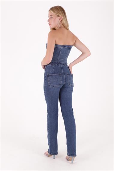 Wide Leg Jean with Dart and No Pocket Dark Blue Denim Dark Blue Denim (26-31)