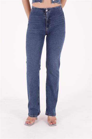 Wide Leg Jean with Dart and No Pocket Dark Blue Denim Dark Blue Denim (28-33)