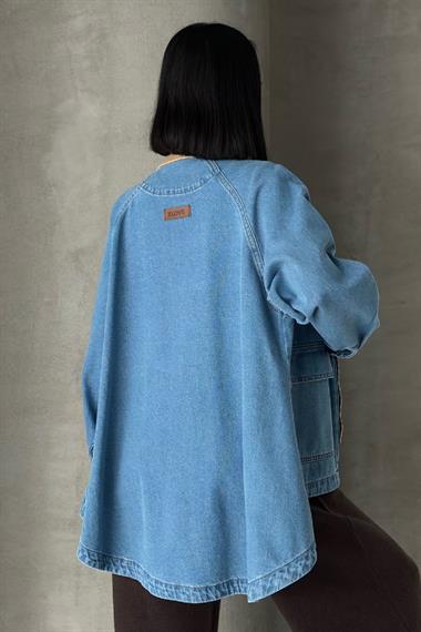 Yakası Kadife Arkası Uzun Kot Ceket