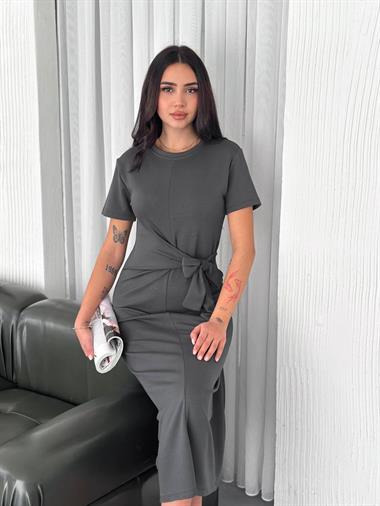 Yandan Bağlamalı Modal Elbise